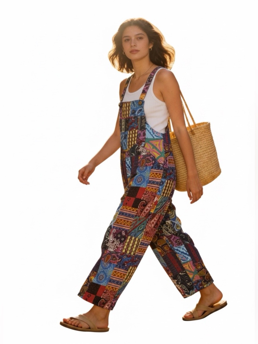 Women’s Boho Patchwork Multicolor Jumpsuit – XL - Picture 1 of 17
